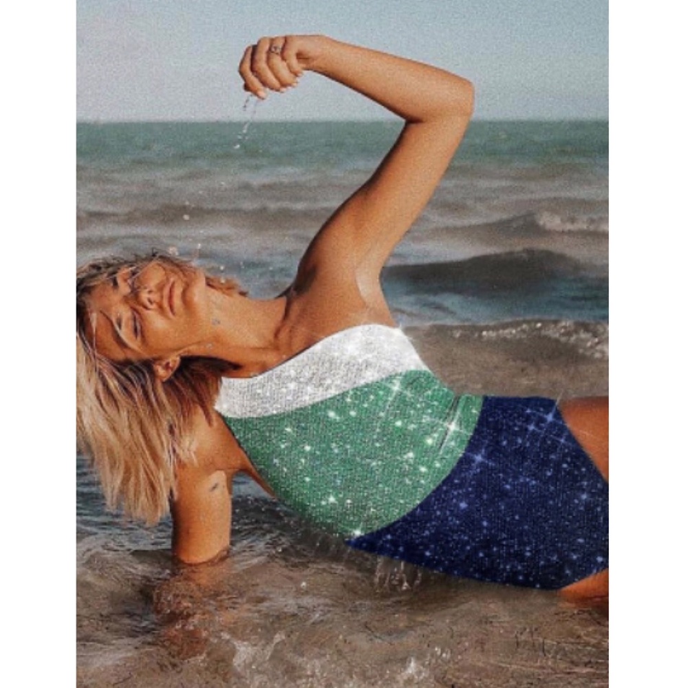 🩱HPx3🩱 Sparkly ✨ Colorblock Swimsuit